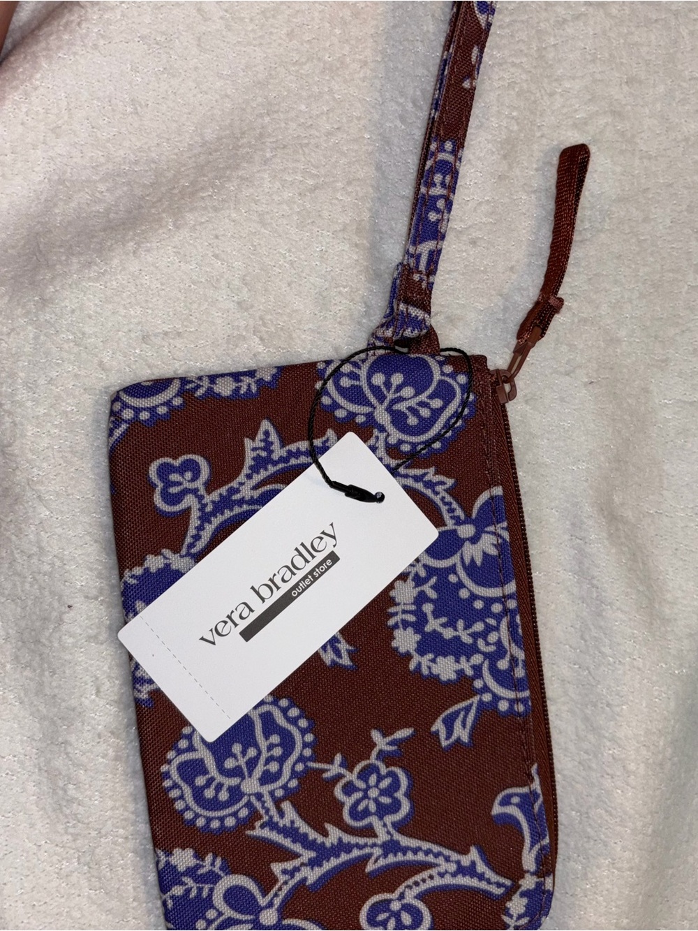 Vera Bradley Brown and Blue Paisley Wristlet NWT